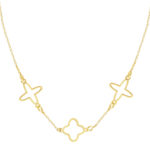 Złoty naszyjnik z liliami i koniczynką