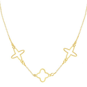 Złoty naszyjnik z liliami i koniczynką