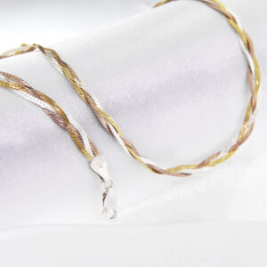 Naszyjnik plecionka warkocz trójkolorowy