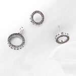 Komplet - kolczyk z wisiorkiem - wzór koła z cyrkoniami