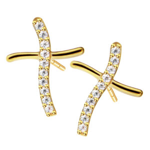 Złote kolczyki krzyżyki z cyrkoniami