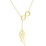 Złoty naszyjnik-krawatka ze skrzydłem