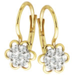 Złote kolczyki kwiaty z cyrkoniami 333