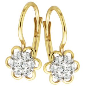 Złote kolczyki kwiaty z cyrkoniami 333