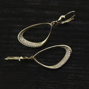 Złocone kolczyki kropelki z cyrkoniami