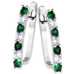 Kolczyki z zielonymi i białymi cyrkoniami