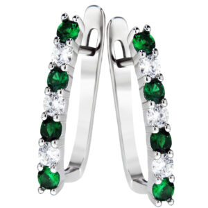 Kolczyki z zielonymi i białymi cyrkoniami
