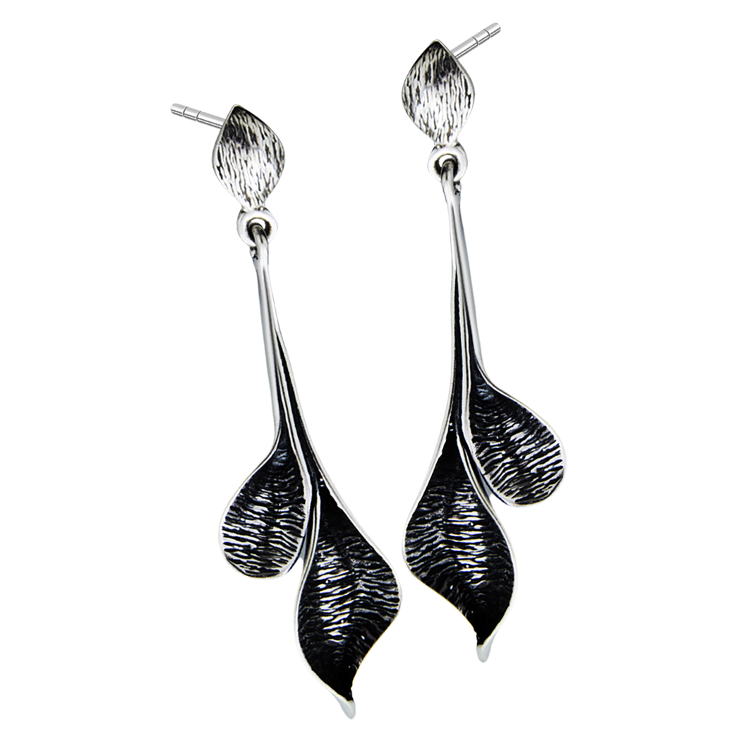 SREBRNE KOLCZYKI KWIATY PŁATKI WISZĄCE KWIATKI 925 Kolczyki płatki kwiatów