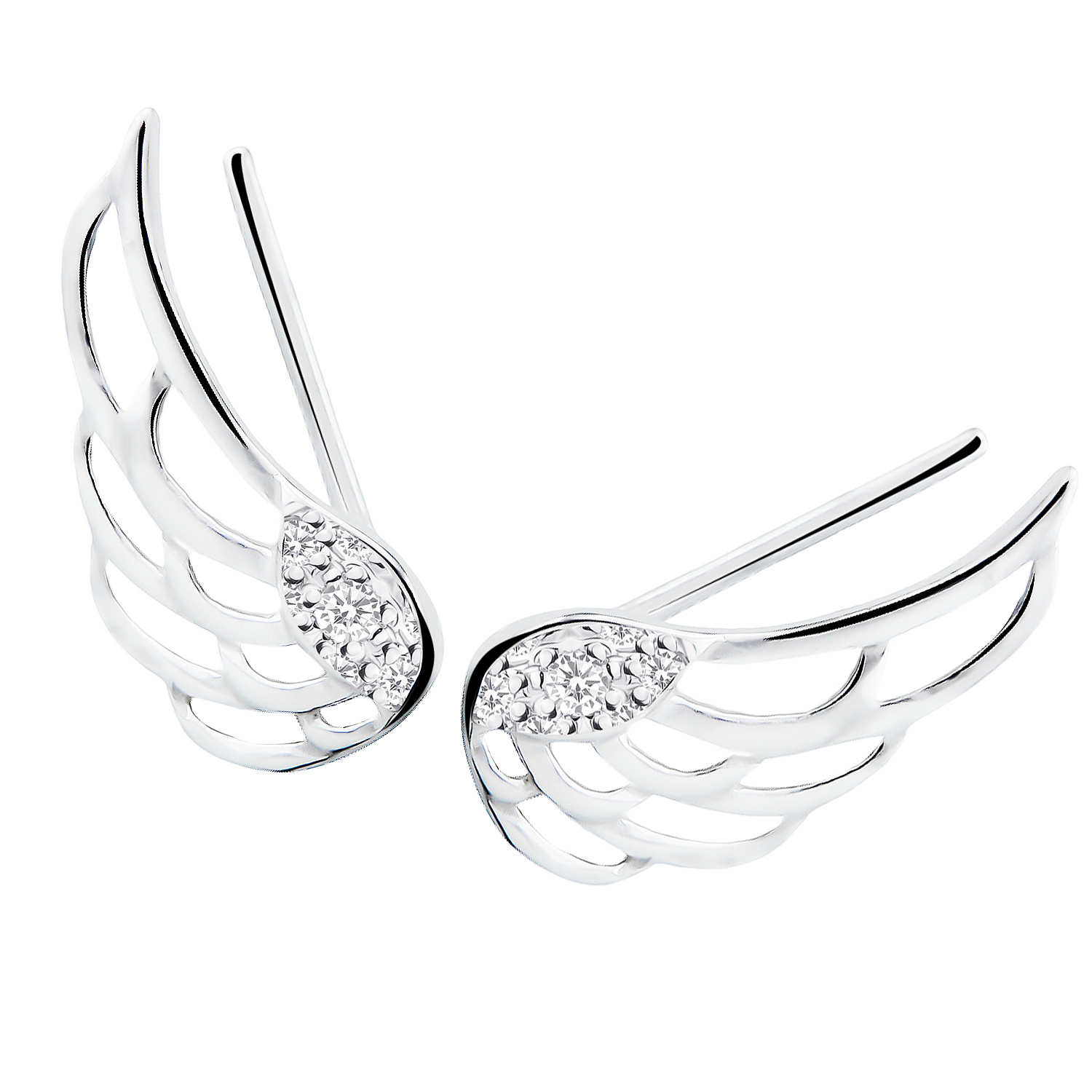 SREBRNE NAUSZNICE KOLCZYKI SKRZYDŁA SKRZYDŁO 925 Nausznice skrzydła z cyrkoniami