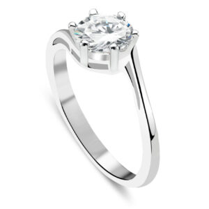 Pierścionek skręcony z owalną cyrkonią