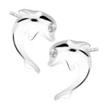 Kolczyki delfiny z cyrkonią