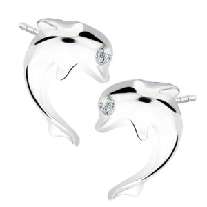 Kolczyki delfiny z cyrkonią