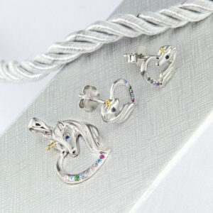 Kolczyki wisiorek jednorożce w sercu