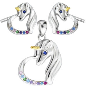 Kolczyki wisiorek jednorożce w sercu