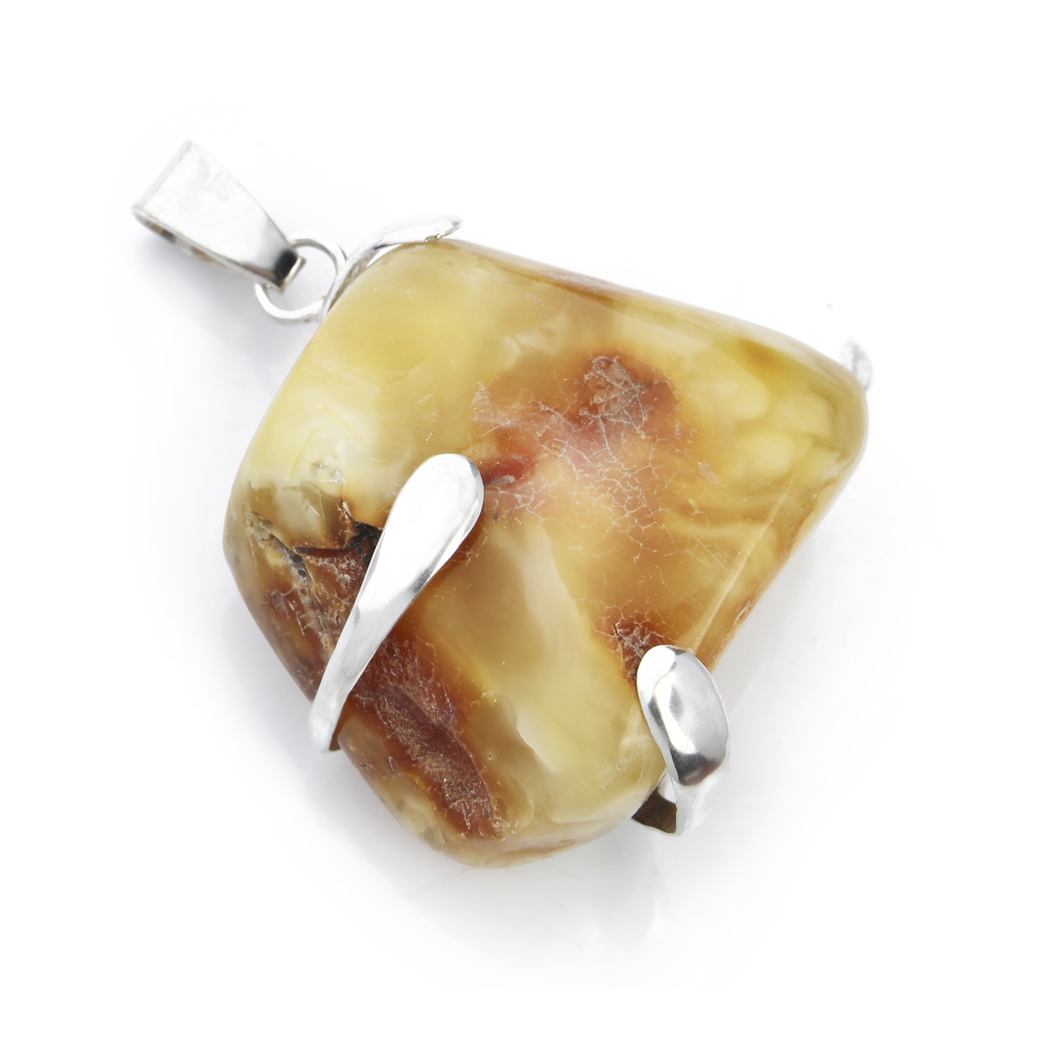 WISIOR NATURALNY BURSZTYN BUSZTYNEM DUŻY SREBRO