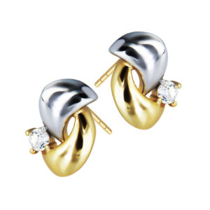 Kolczyki dwukolorowe z cyrkonią