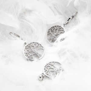 Komplet - kolczyki wisiorek - drzewko szczęścia