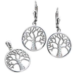 Komplet - kolczyki wisiorek - drzewko szczęścia