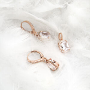 Komplet - kolczyki wisiorek - różowe złoto