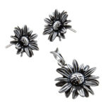 Komplet - kolczyki wisiorek - stokrotki