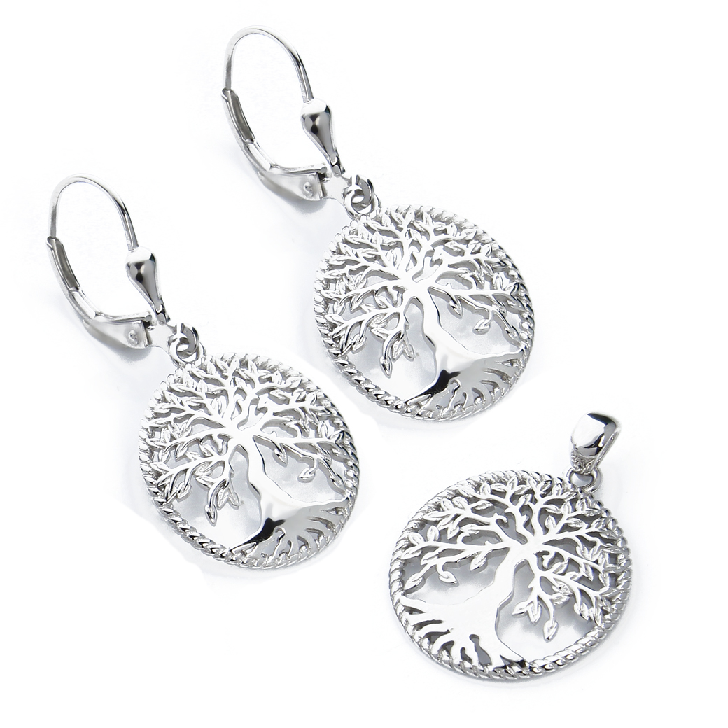 KOLCZYKI WISIOREK Z DRZEWKIEM SZCZĘŚCIA DRZEWO 925