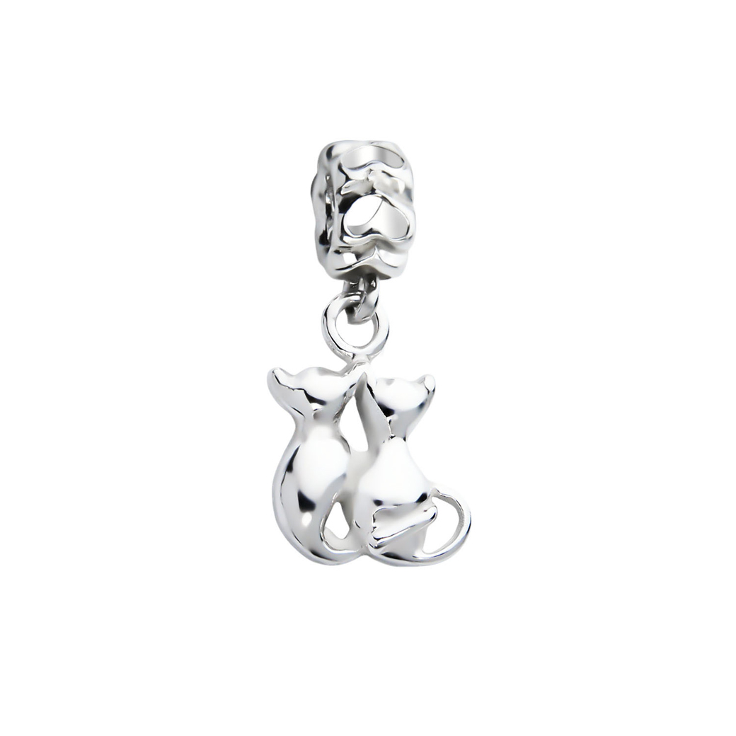 SREBRNY CHARMS 925 KOTY KOTKI PARA KOTÓW SREBRO