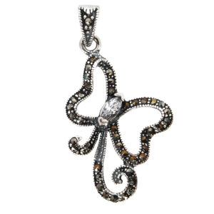 Wisior motyl z markazytami i cyrkonią