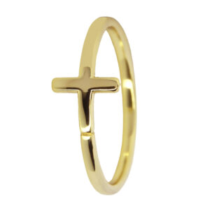Obrączka z krzyżem - srebro pozłacane