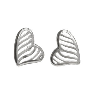 SREBRNE KOLCZYKI SERCA W PASKI AŻUROWE DUŻE 925