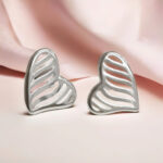 SREBRNE KOLCZYKI SERCA W PASKI AŻUROWE DUŻE 925