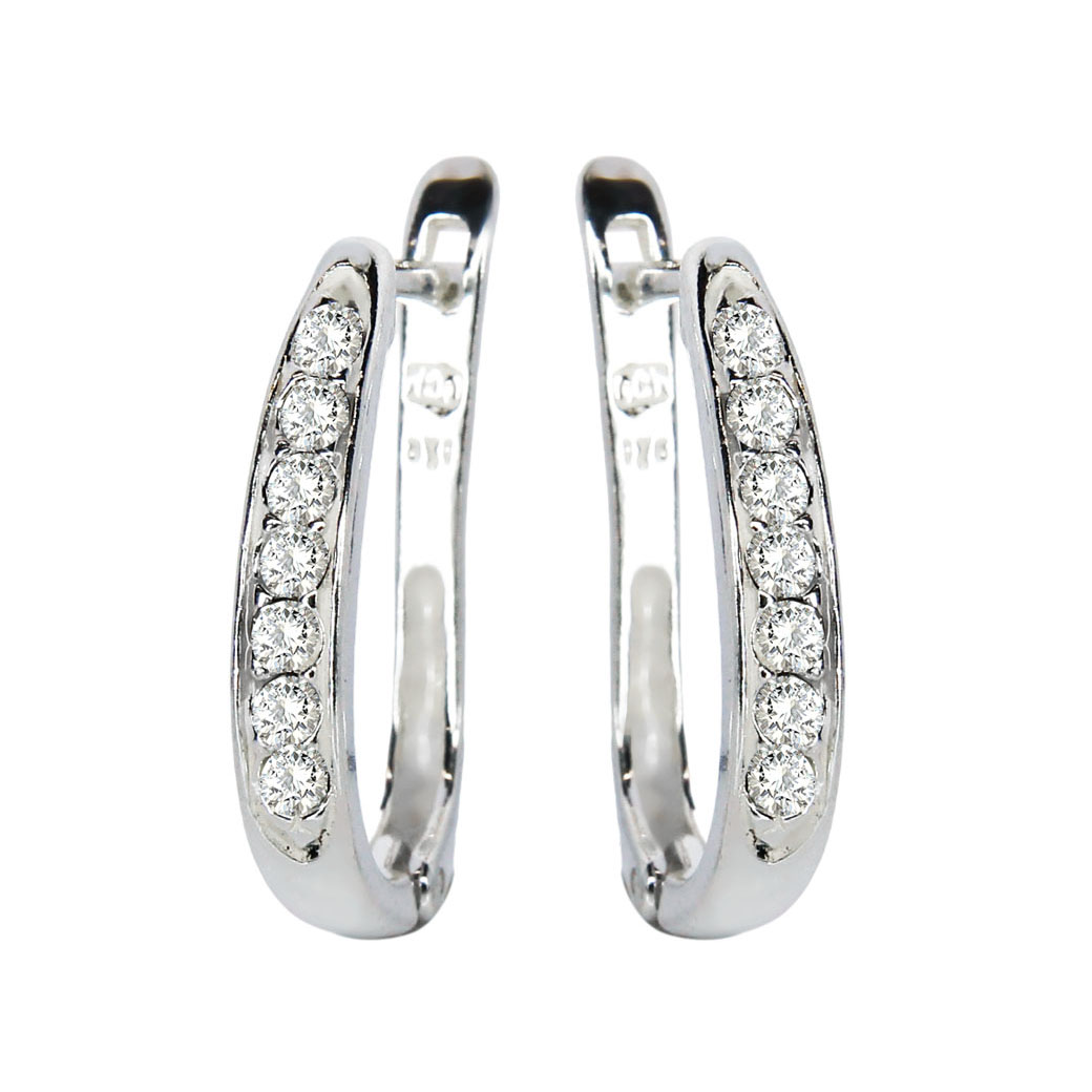 SREBRNE KOLCZYKI OWALNE KROPLE Z KAMIENIAMI PĘTLE