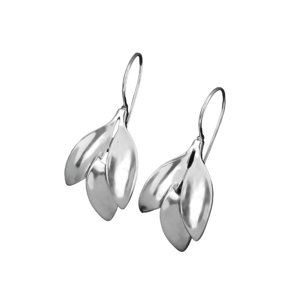 KOLCZYKI LIŚĆ LIŚCIE KROPLE BIGIEL SREBRO 925