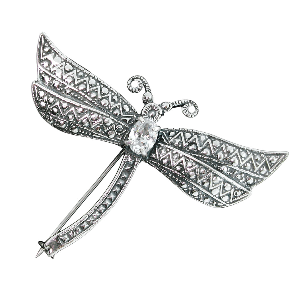 SREBRNA BROSZKA WAŻKA KAMIENIE CYRKONIA SREBRO 925