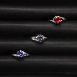 Pierścionek skręcony z cyrkonią tanzanit