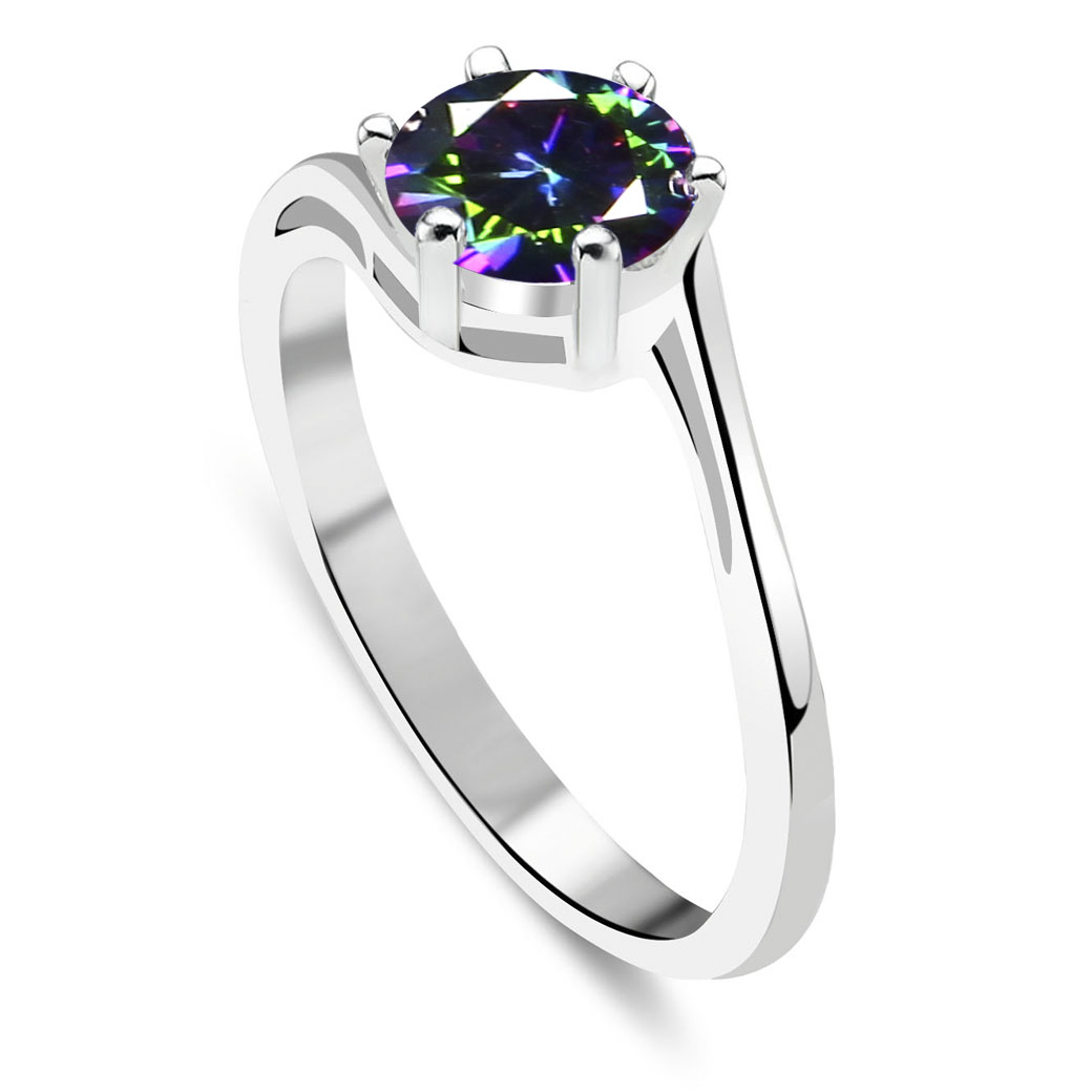 Pierścionek skręcony z cyrkonią mystic