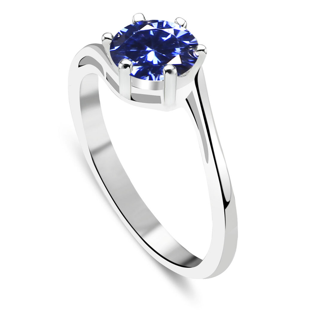 PIERŚCIONEK SKRĘCONY CYRKONIĄ TANZANIT SZAFIR 925