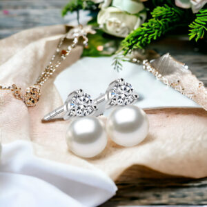 Kolczyki z perełką i cyrkonią
