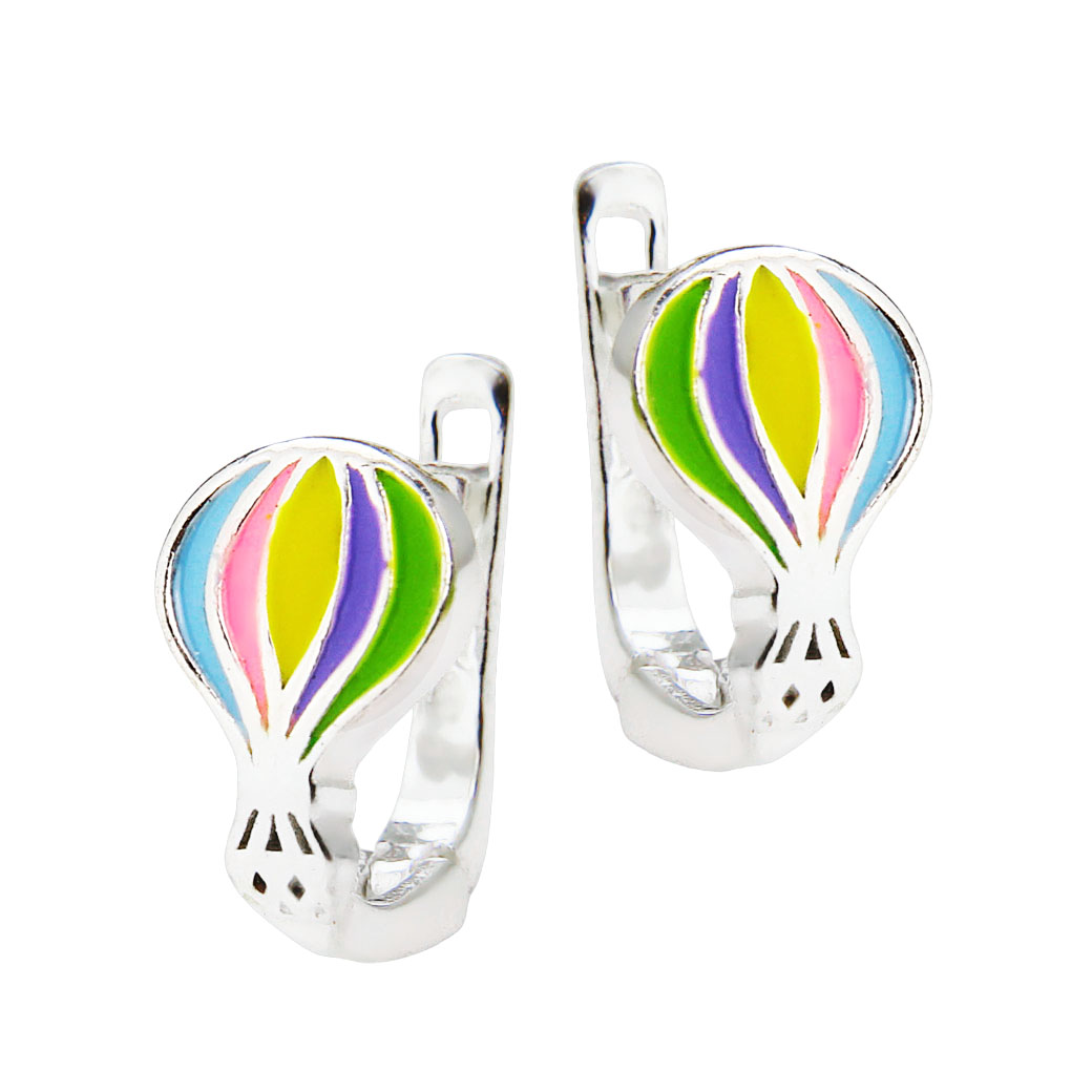 KOLCZYKI DLA DZIEWCZYNKI SREBRNE BALON KOLOROWE Kolczyki dziecięce - balony