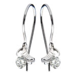 Kolczyki - liść nad białą cyrkonią