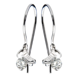 Kolczyki - liść nad białą cyrkonią