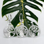 Komplet - kolczyki i wisiorek drzewka szczęścia z cyrkoniami