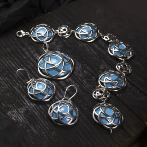 Kolczyki plecionki kółka z turkusem