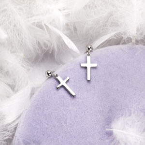 Kolczyki wiszące krzyżyki z kuleczką