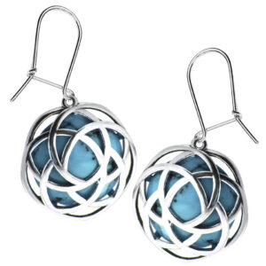 Kolczyki plecionki kółka z turkusem