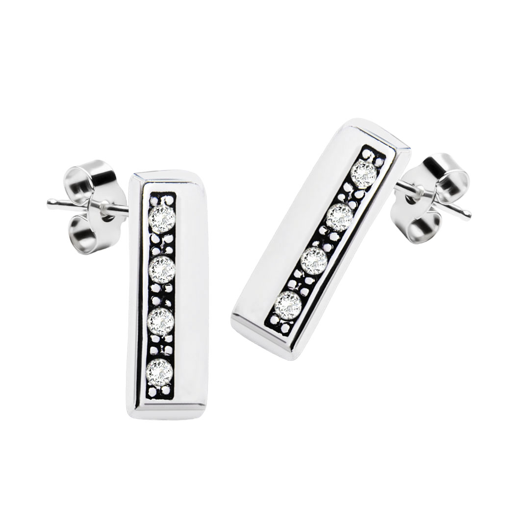 SREBRNE KOLCZYKI PROSTOKĄTY PROSTOKĄTNE CYRKONIAMI Wiszące kolczyki - prostokąty z cyrkoniami