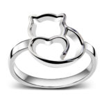 Pierścionek z kotem i sercem