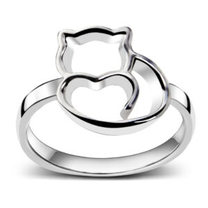 Pierścionek z kotem i sercem