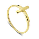 Pierścionek z krzyżem złocony