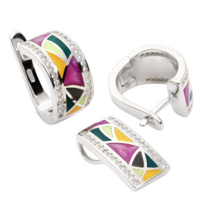 Komplet biżuterii kolorowe witraże