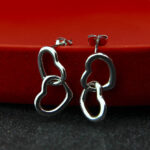 Kolczyki podwójne wiszące serca